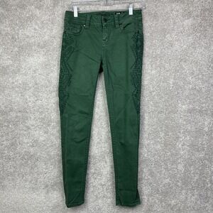 Miss Me Jeans Womens Size 26 Hunter Green‎ Denim Mid Rise Skinny